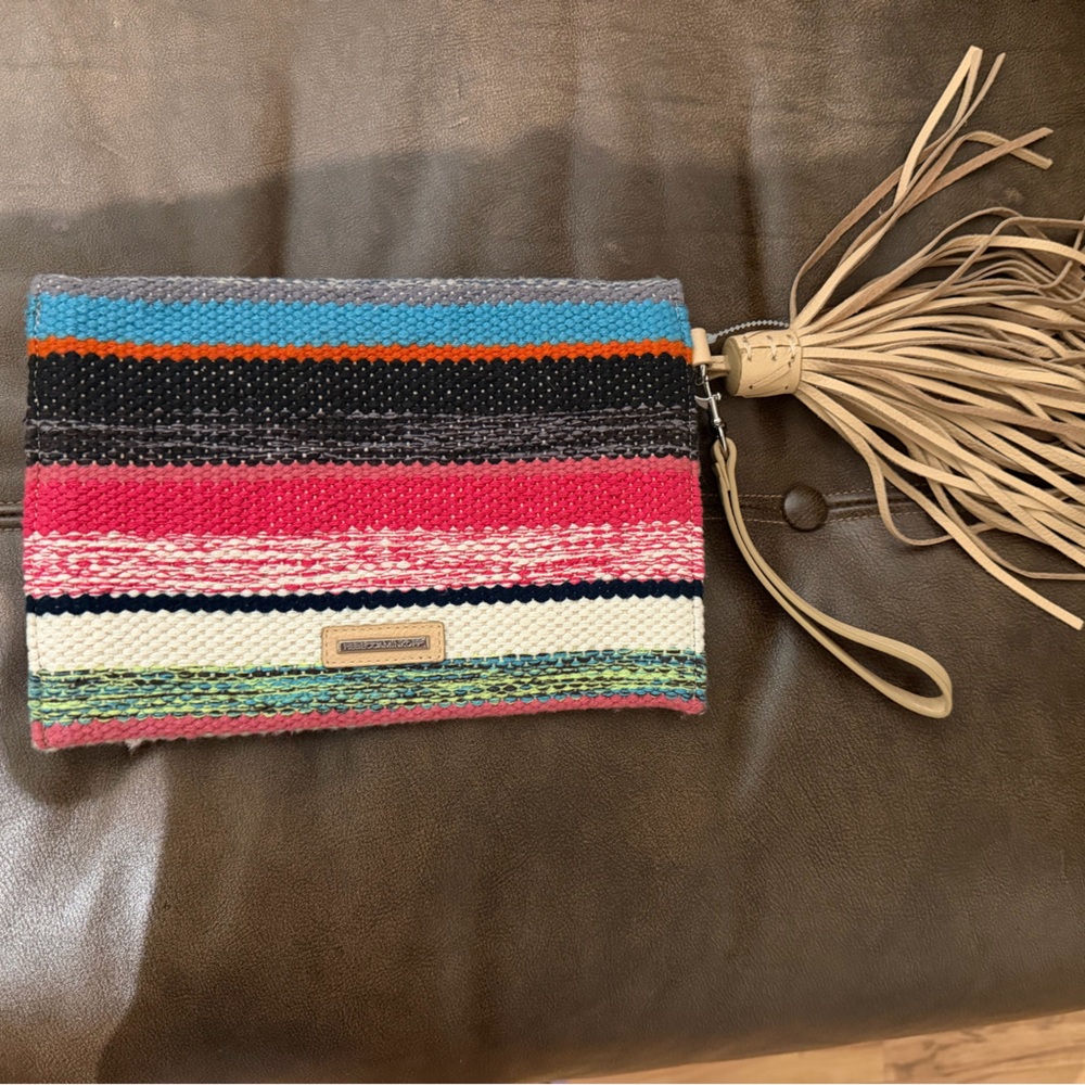 Rebecca Minkoff Colorful Striped Clutch with Tassel